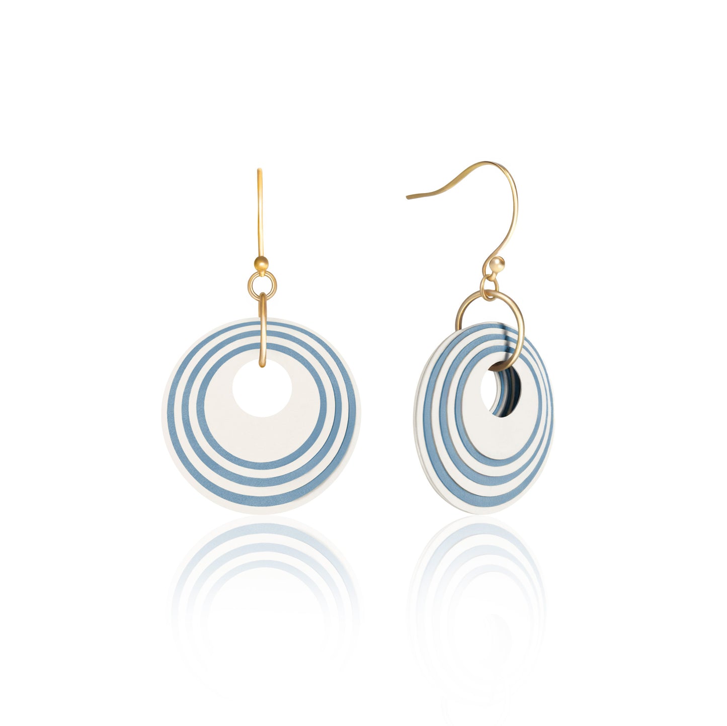 Cream & Blue Stripey Circular Earrings