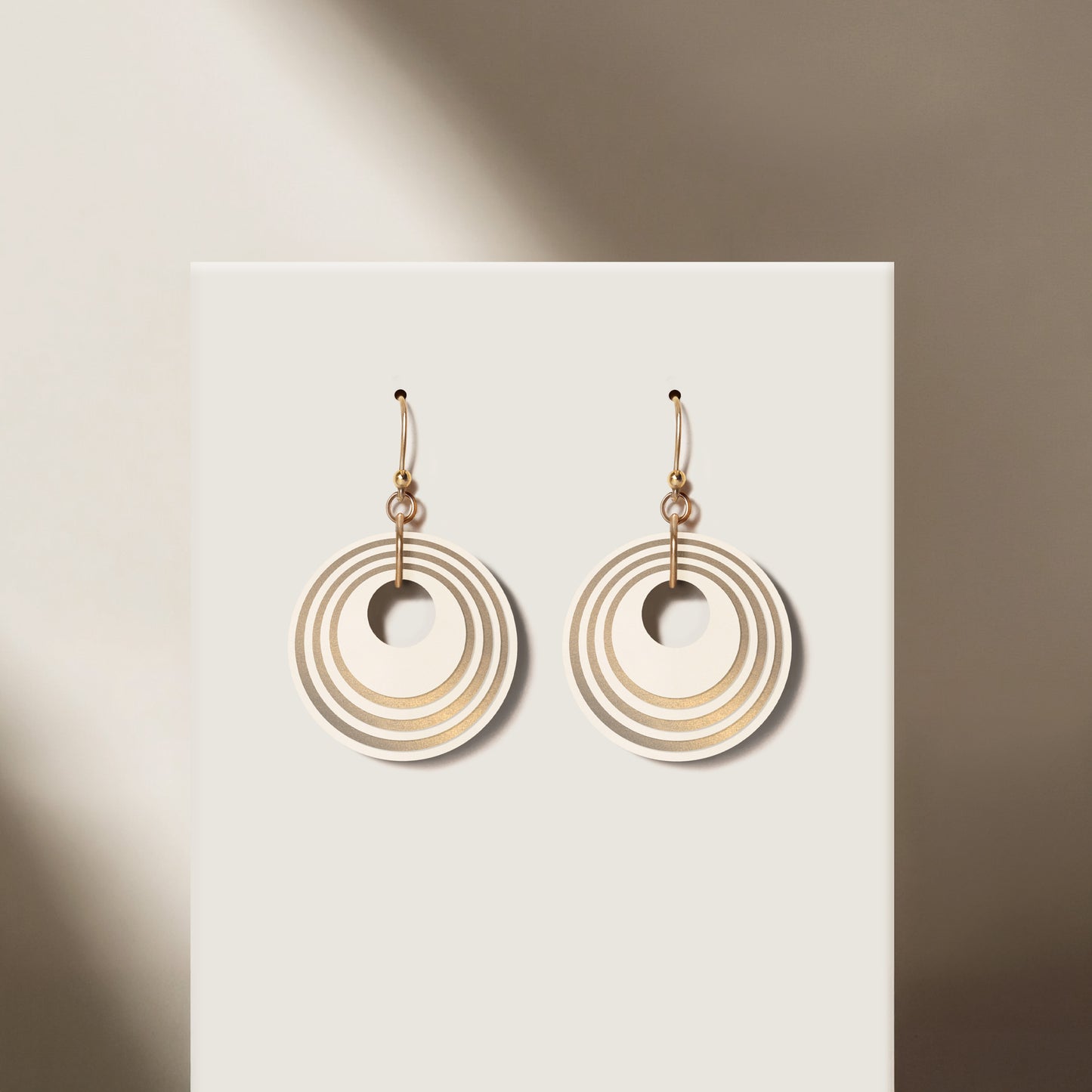Cream & Pearlescent Taupe Circular Earrings