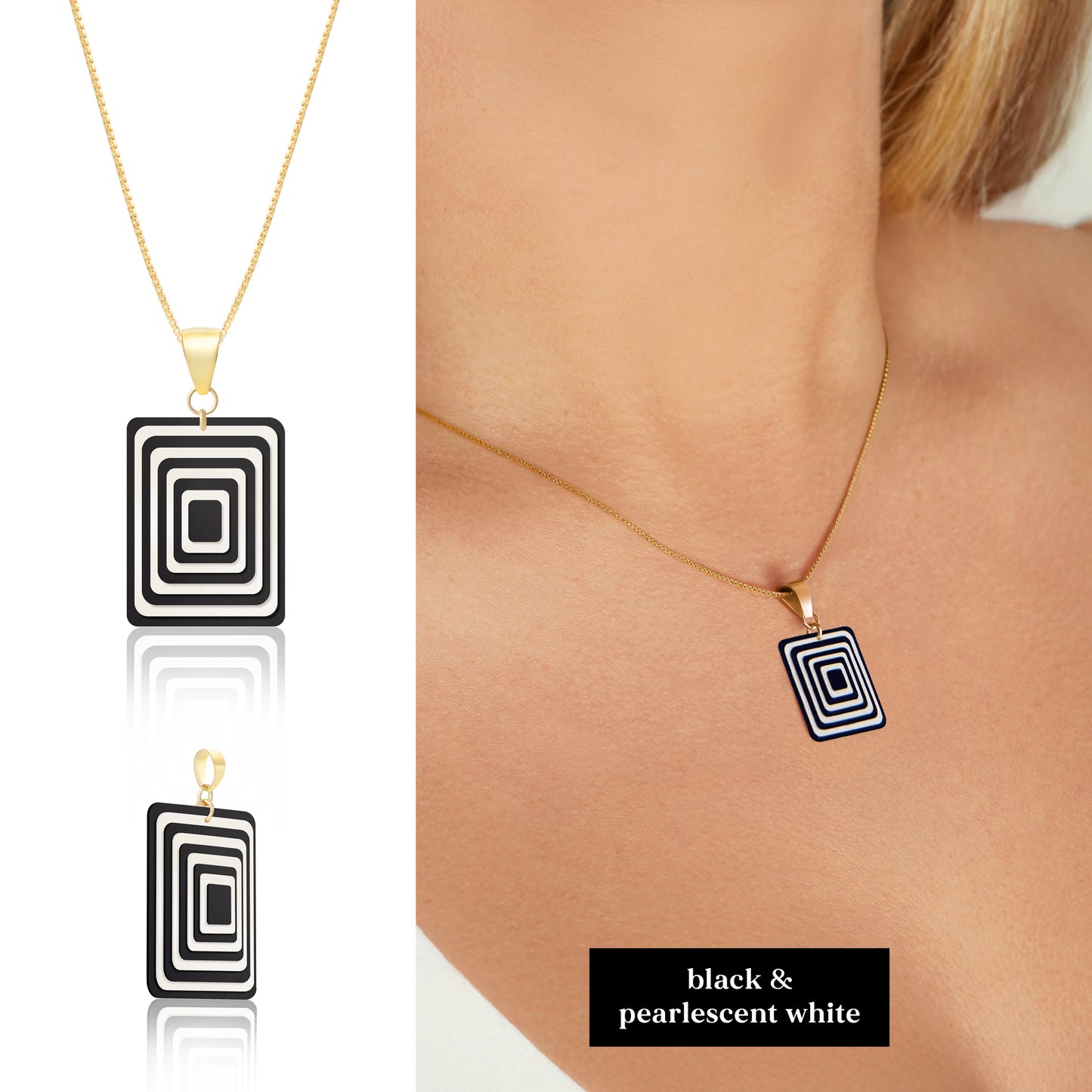 Rectangle Geometric Necklace | 3 Colours