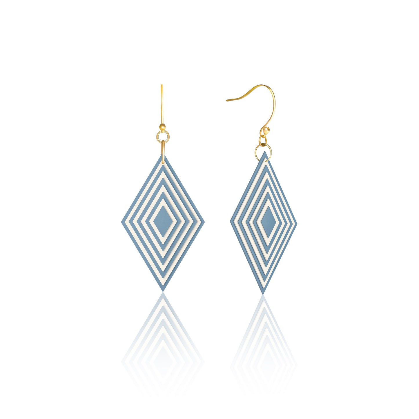 Blue & Cream Diamond Geometric Earrings