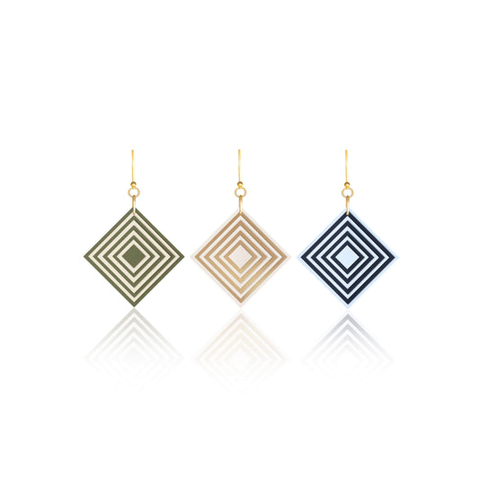 Diamond Geometric Earrings | 3 Colours