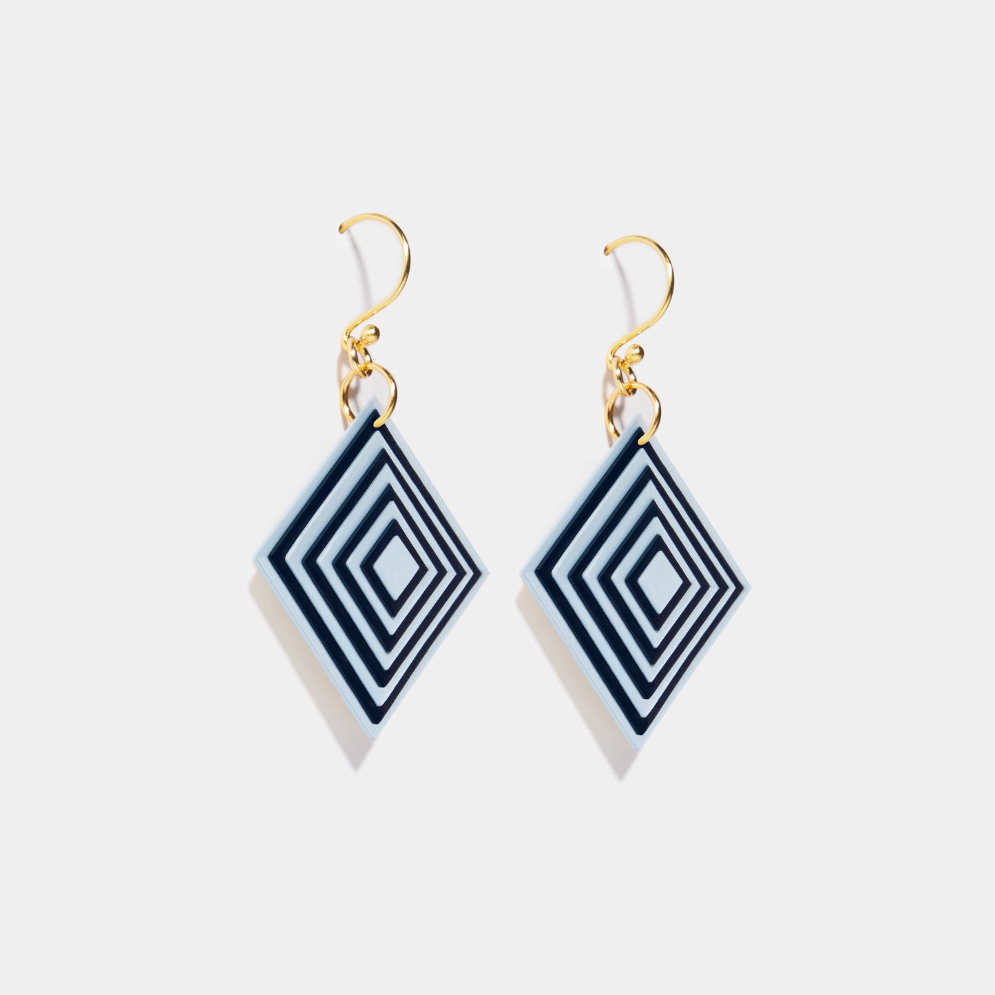 Blue & Navy Diamond Geometric Earrings