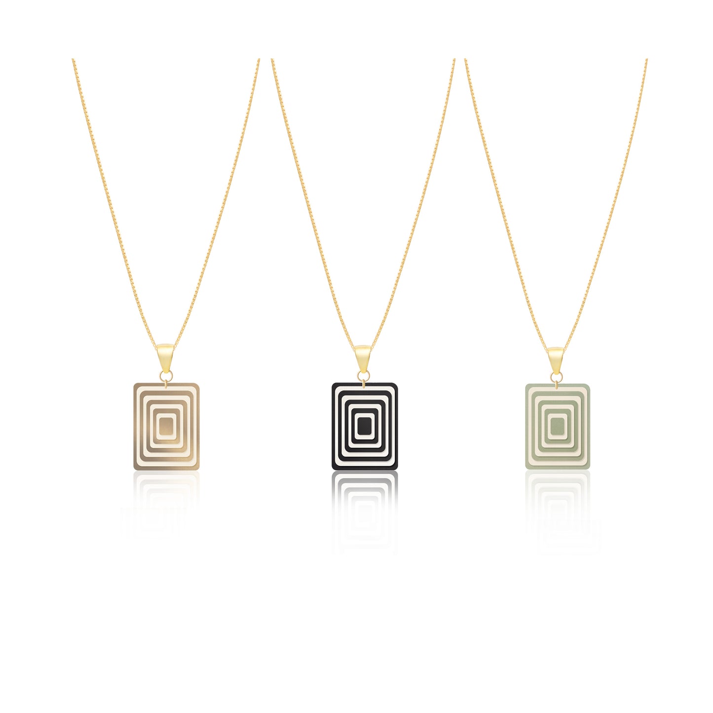 Rectangle Geometric Necklace | 3 Colours