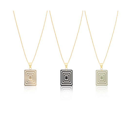 Rectangle Geometric Necklace | 3 Colours