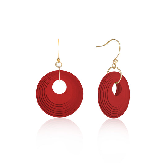 Deep Red Circular Earrings