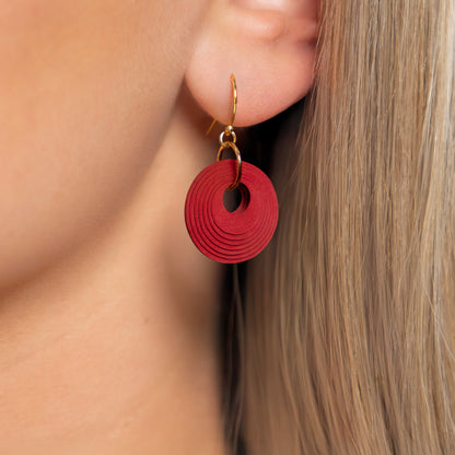 Deep Red Circular Earrings