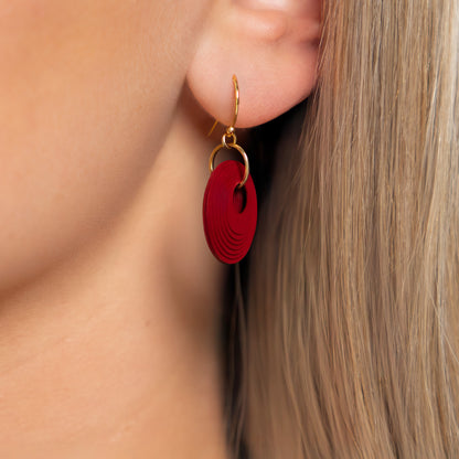 Deep Red Circular Earrings