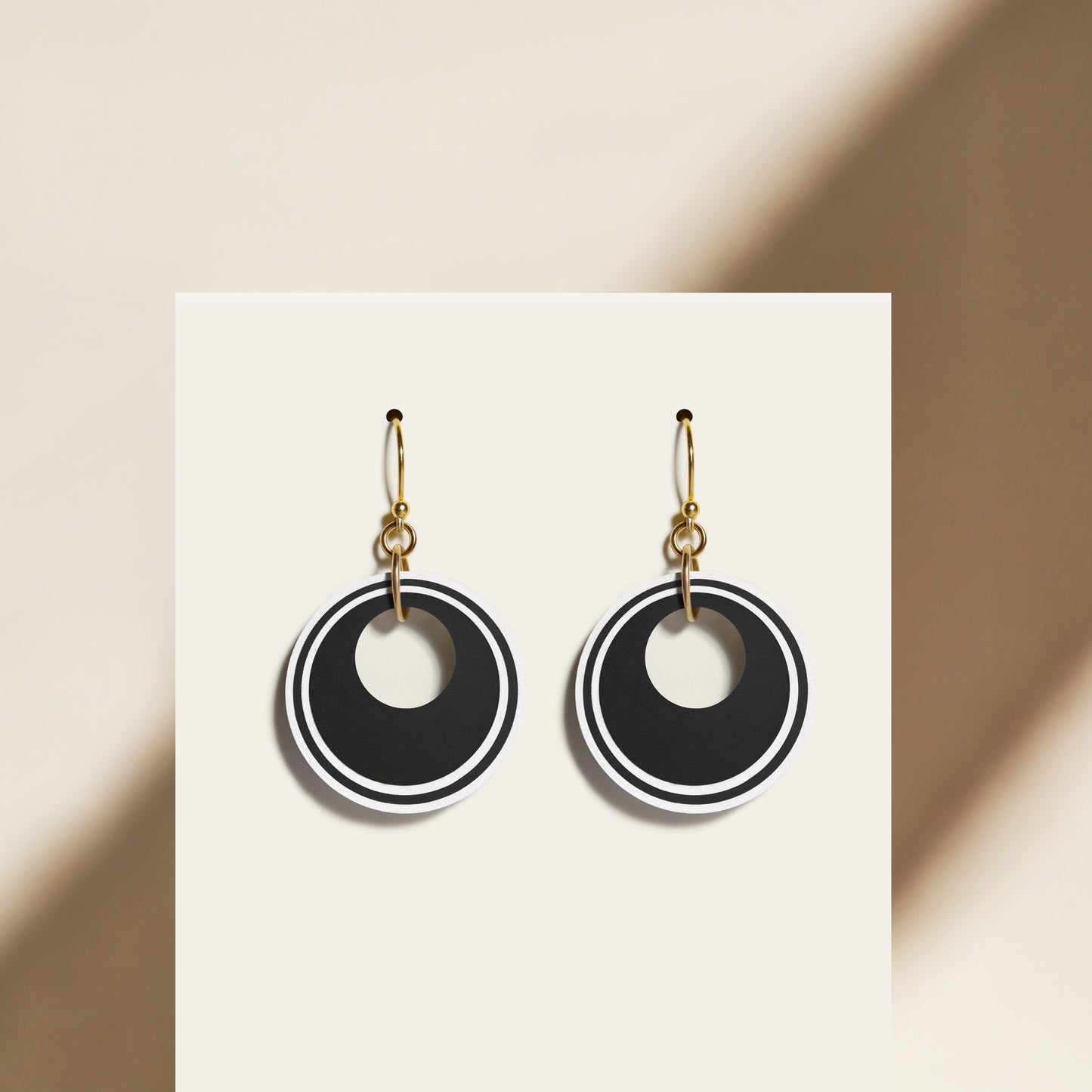 Black & Pearlescent White Circular Earrings
