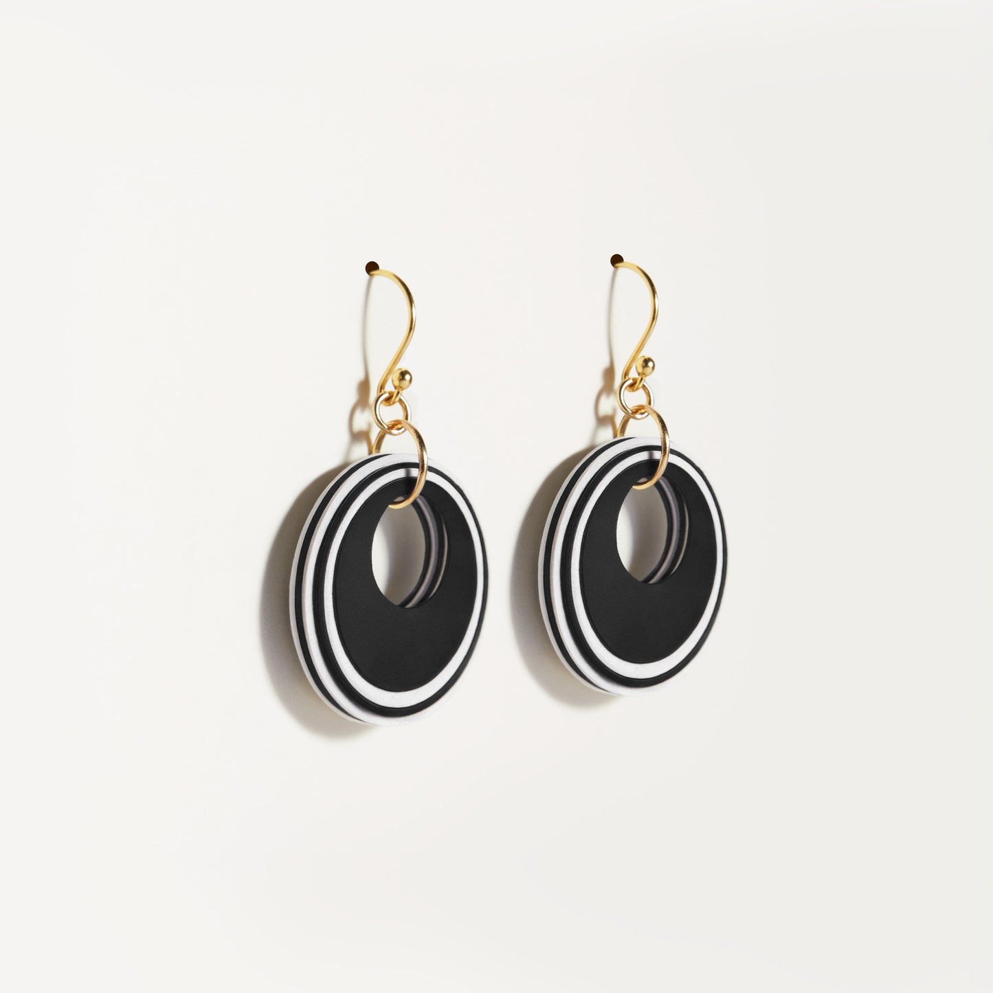 Black & Pearlescent White Circular Earrings