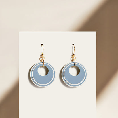 Blue & Cream Circular Earrings