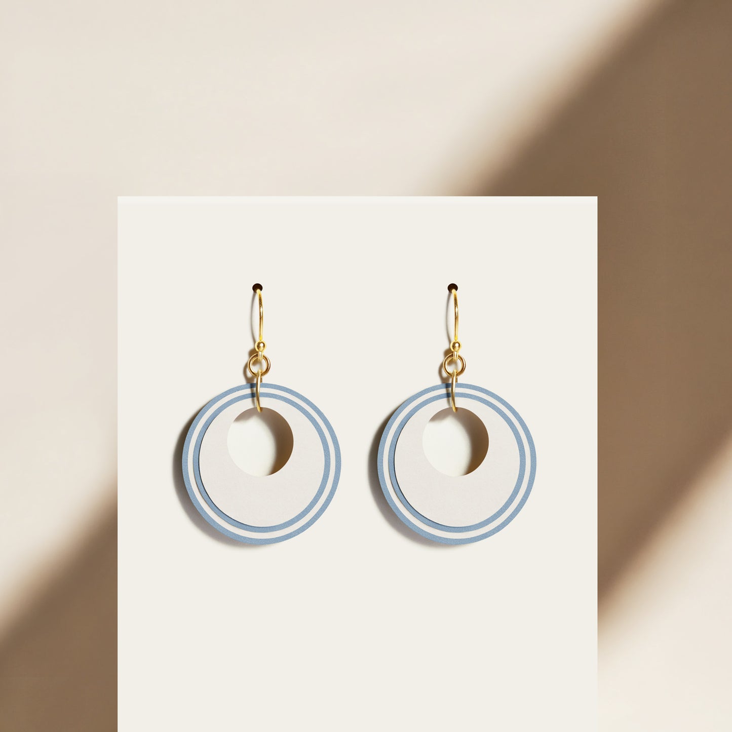 Cream & Blue Circular Earrings