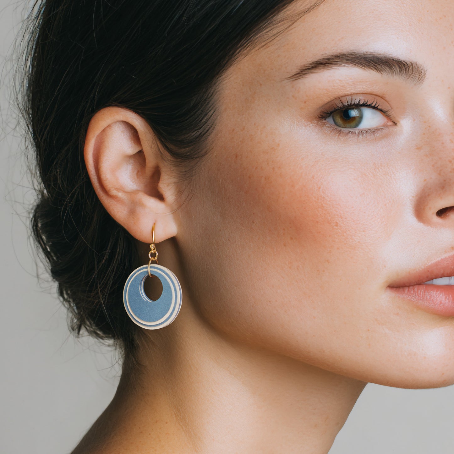 Blue & Cream Circular Earrings