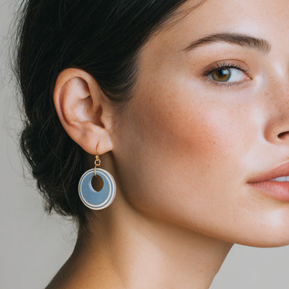 Blue & Cream Circular Earrings