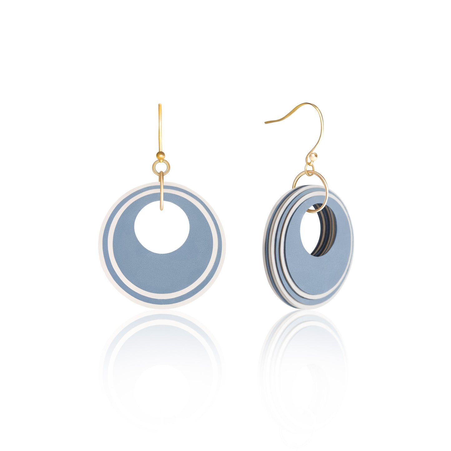 Blue & Cream Circular Earrings