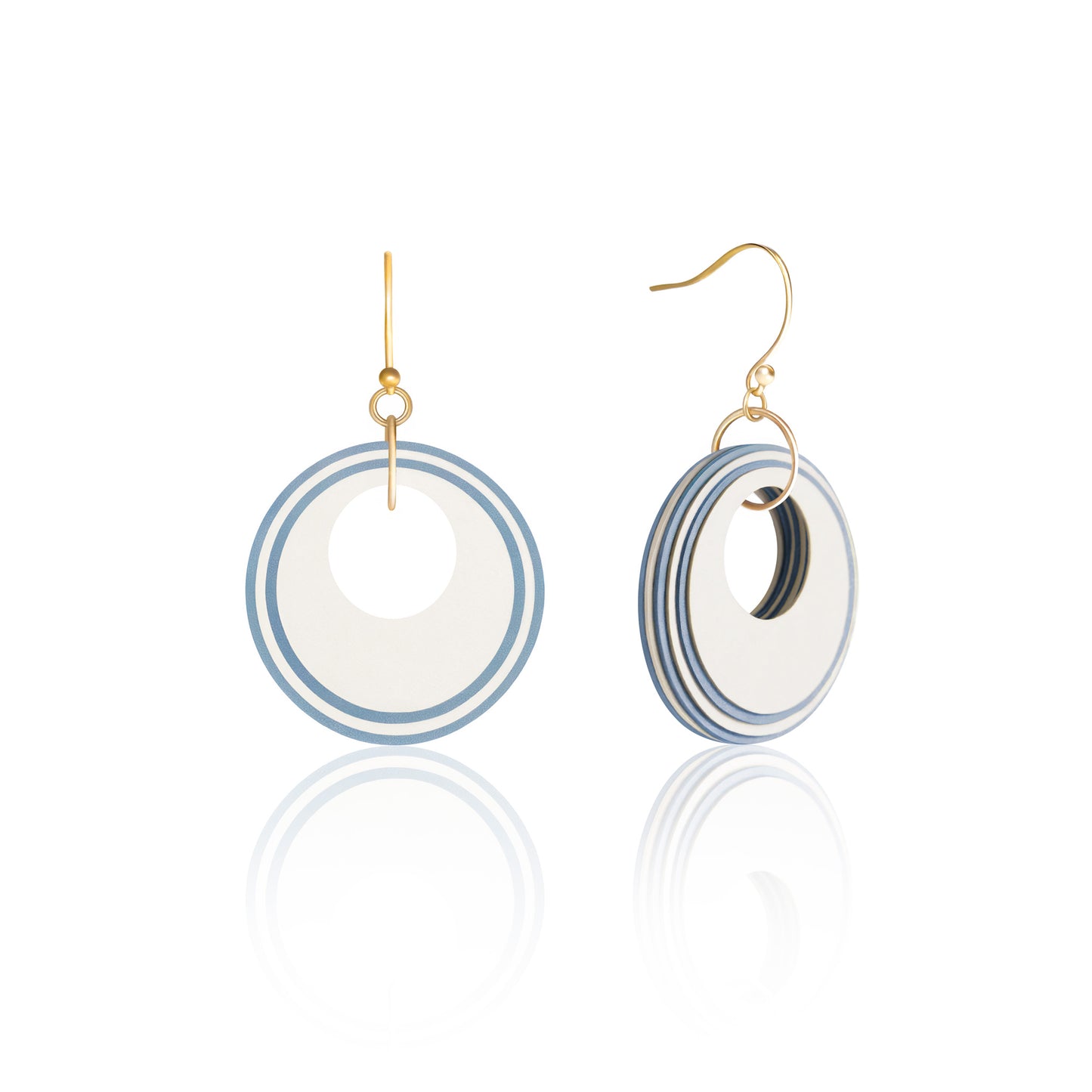 Cream & Blue Circular Earrings