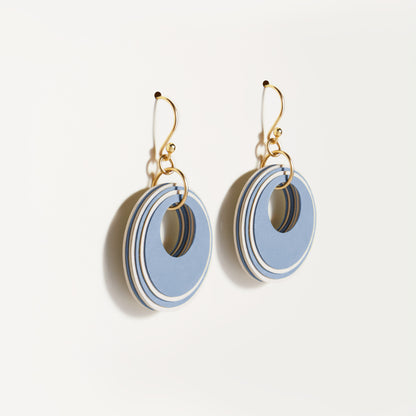 Blue & Cream Circular Earrings