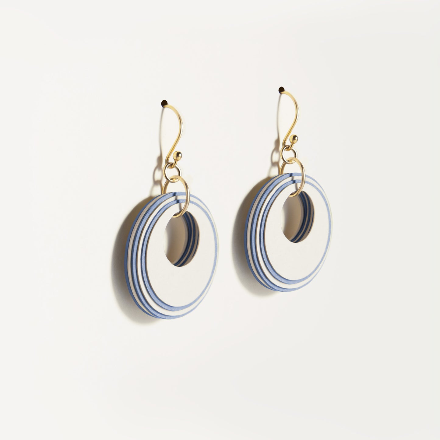 Cream & Blue Circular Earrings