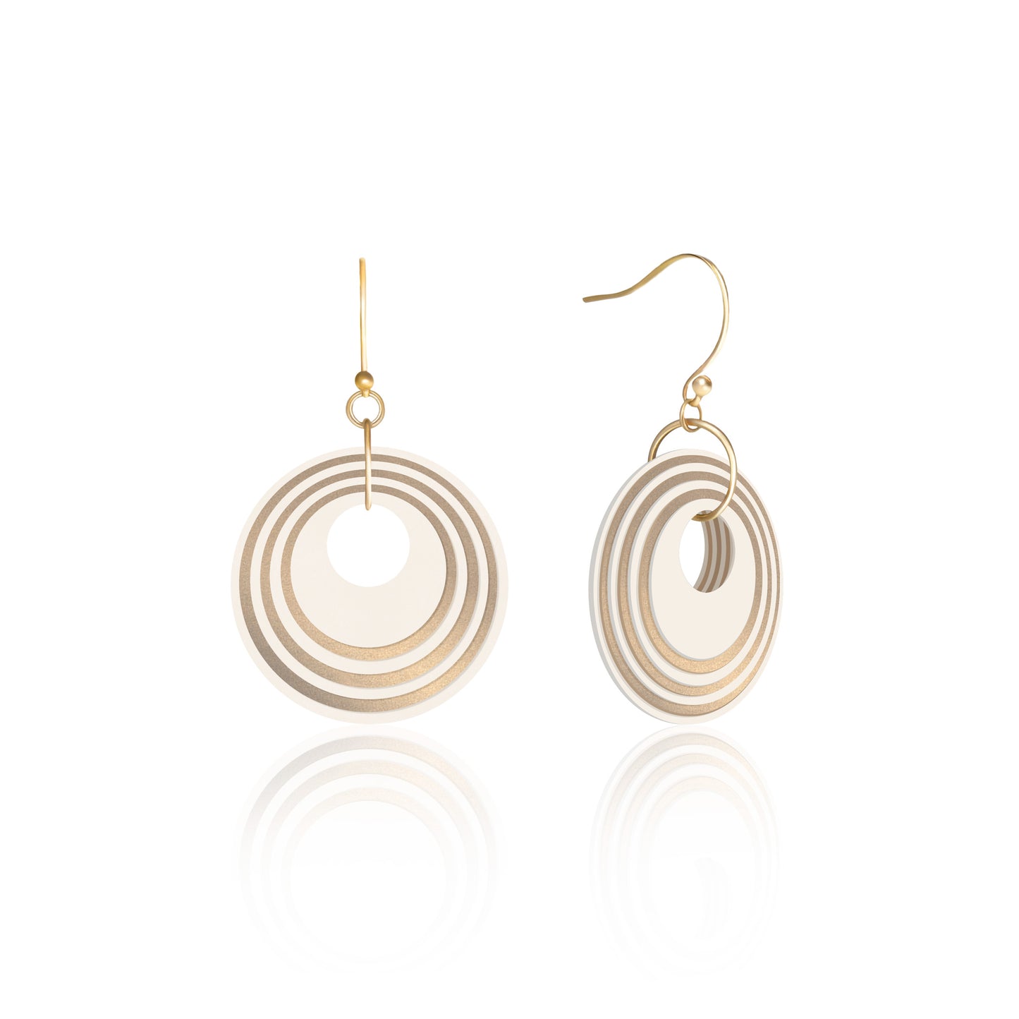 Cream & Pearlescent Taupe Circular Earrings