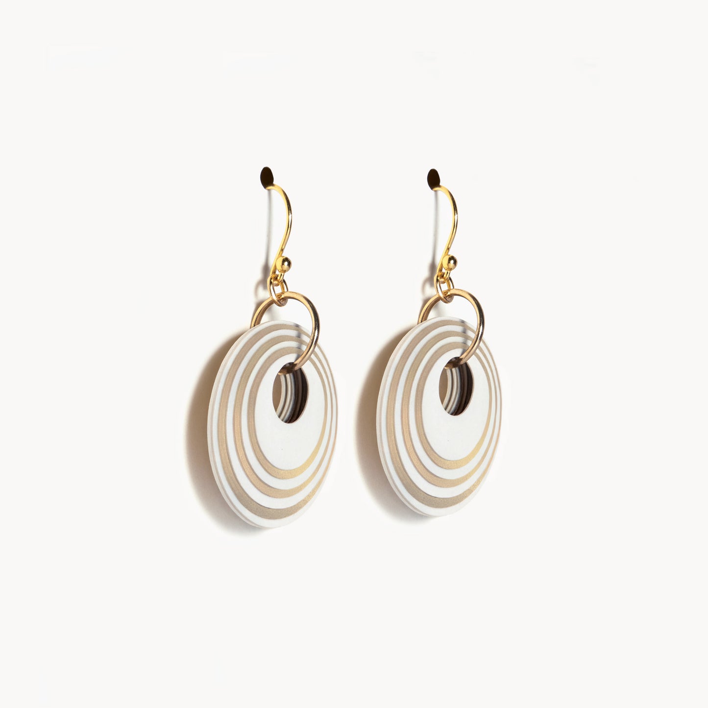Cream & Pearlescent Taupe Circular Earrings