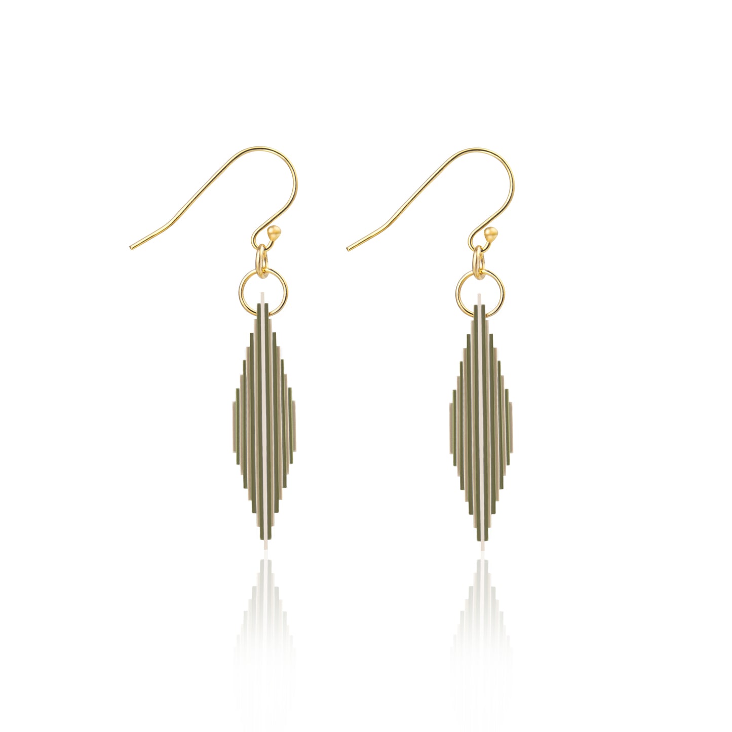 Cream & Green Rectangle Geometric Earrings