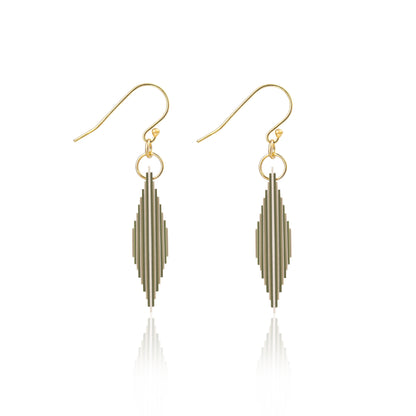 Cream & Green Rectangle Geometric Earrings