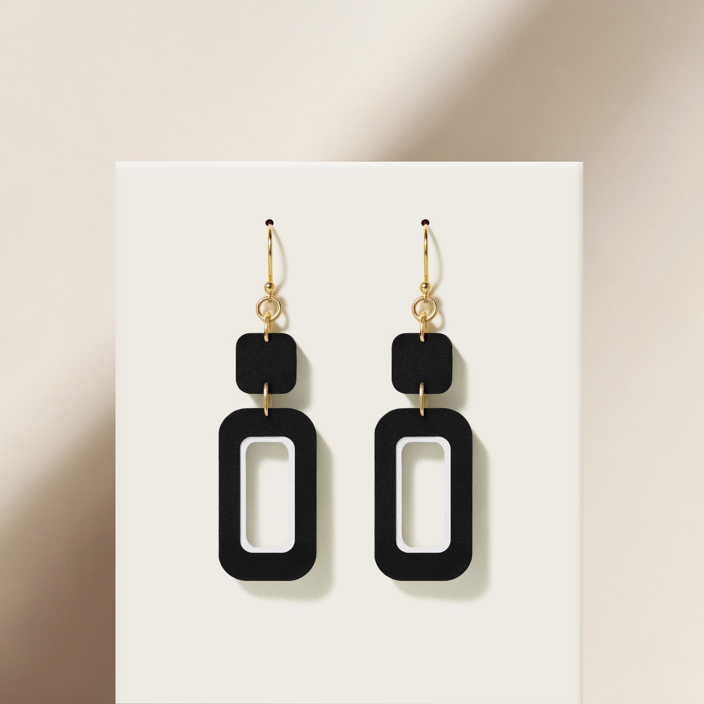 Black & White Double-Drop Rectangle Earrings