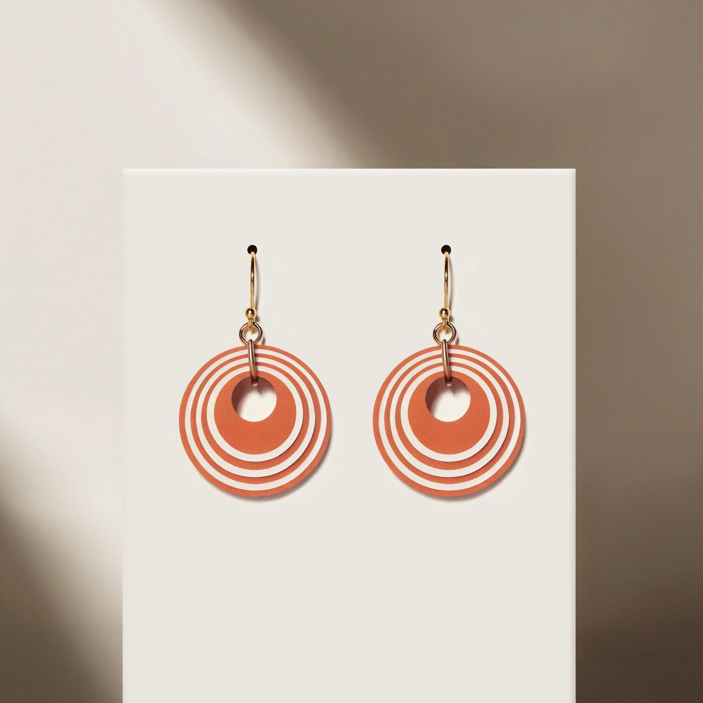 Terracotta & Cream Stripey Circular Earrings