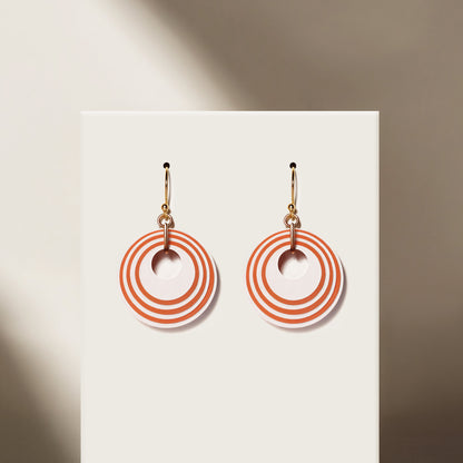 Cream & Terracotta Stripey Circular Earrings