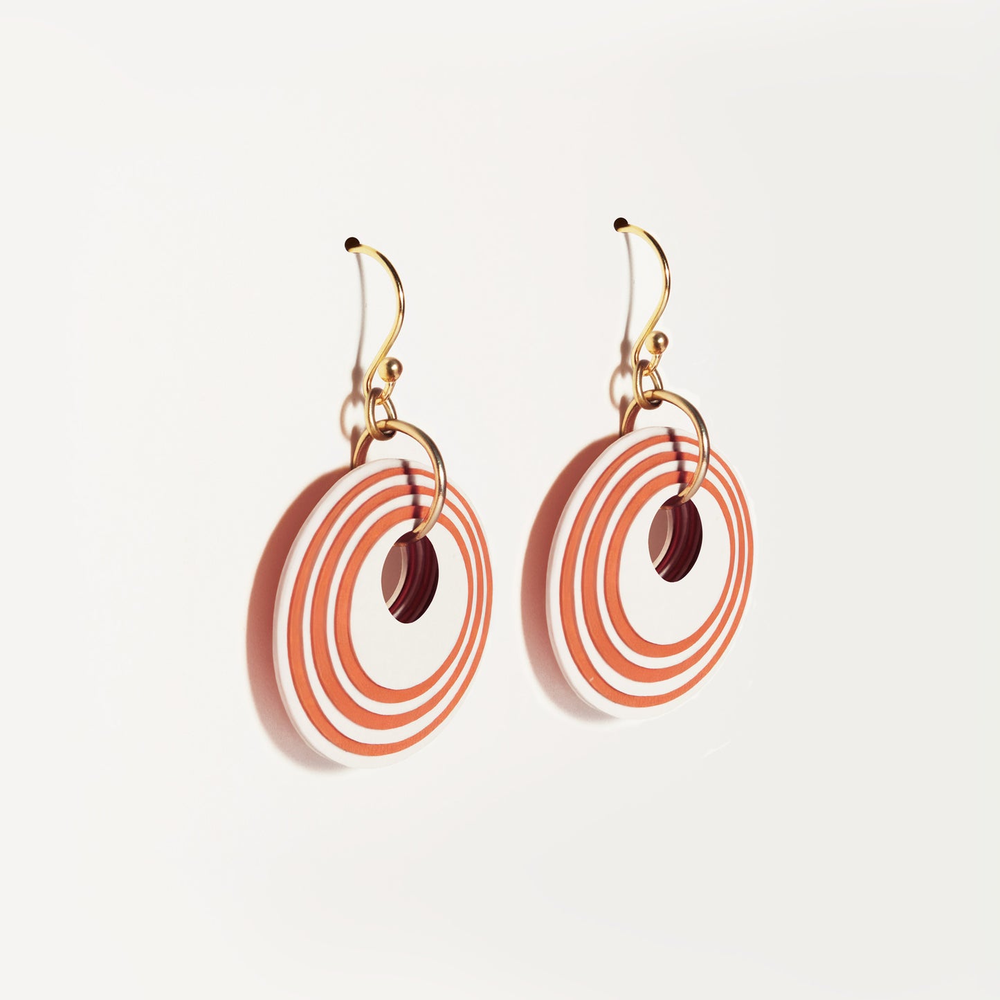 Cream & Terracotta Stripey Circular Earrings