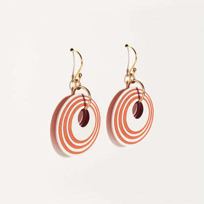 Cream & Terracotta Stripey Circular Earrings