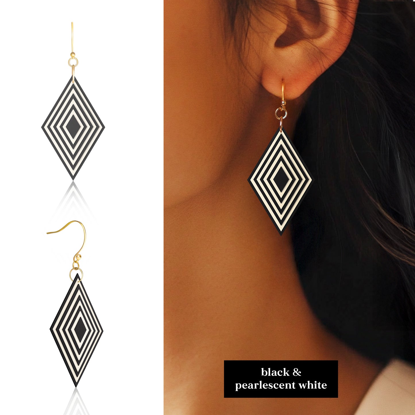 Diamond Geometric Earrings | 4 Colours