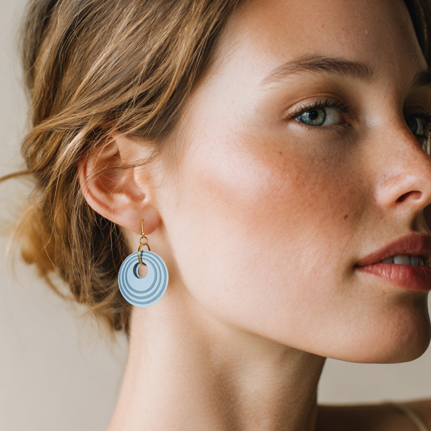Two-Toned Blue Earrings Circular Earrings