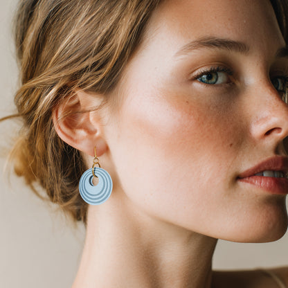 Two-Toned Blue Earrings Circular Earrings