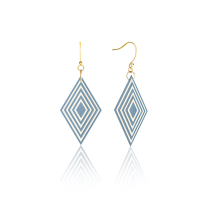 Blue & Cream Diamond Geometric Earrings