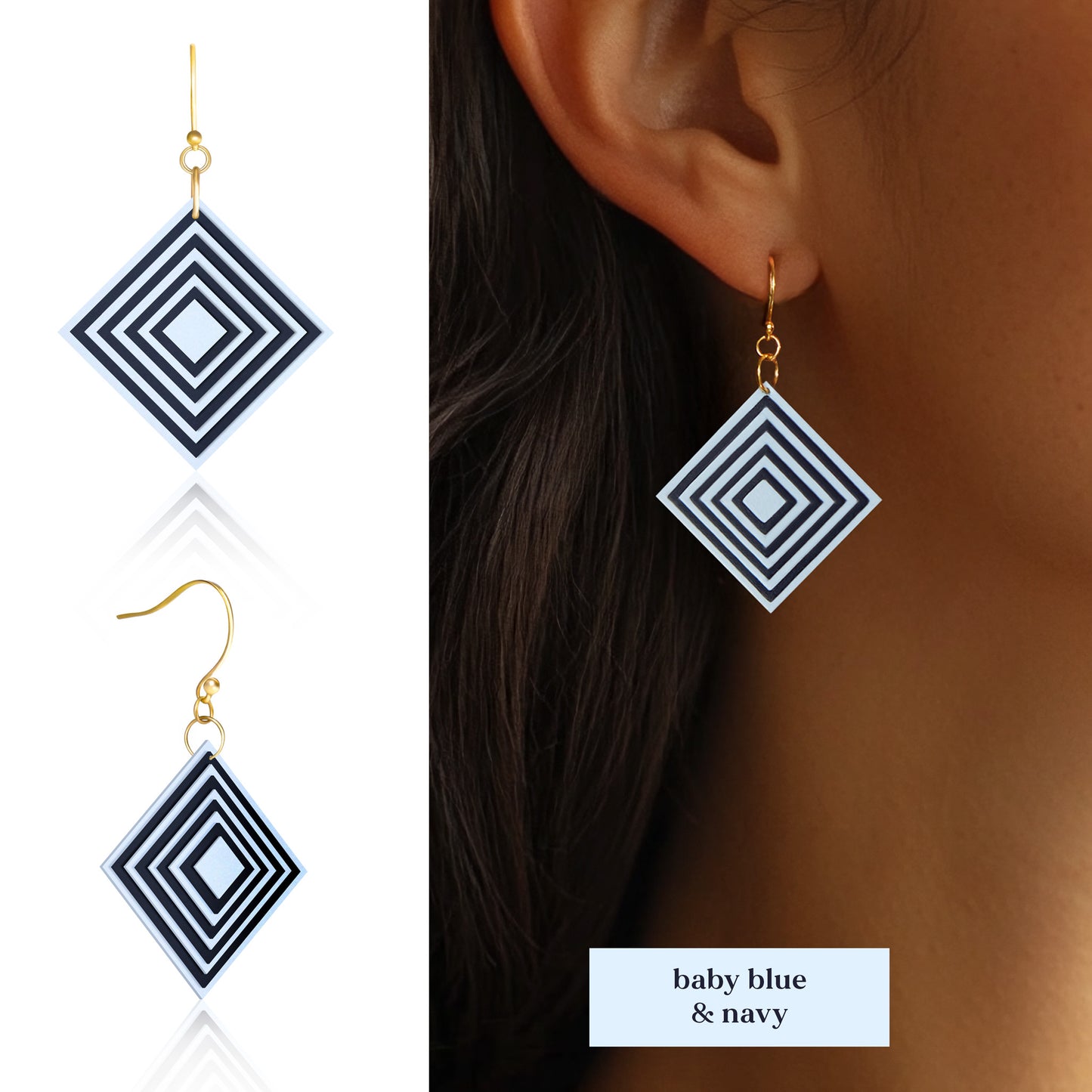 Diamond Geometric Earrings | 3 Colours