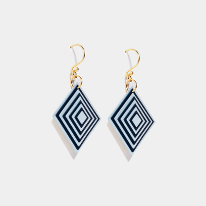 Blue & Navy Diamond Geometric Earrings