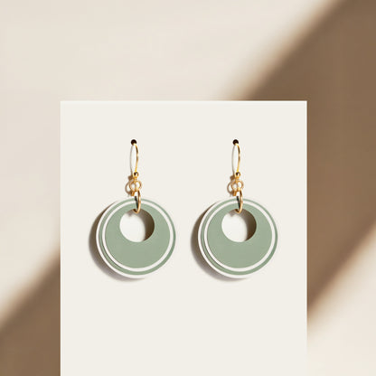 Green & Cream Circular Earrings