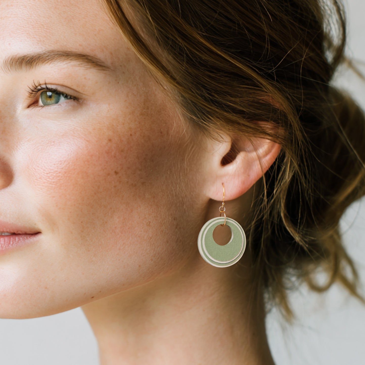Green & Cream Circular Earrings