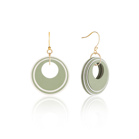 Green & Cream Circular Earrings