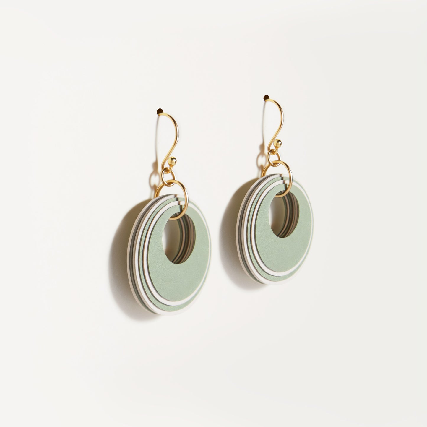 Green & Cream Circular Earrings