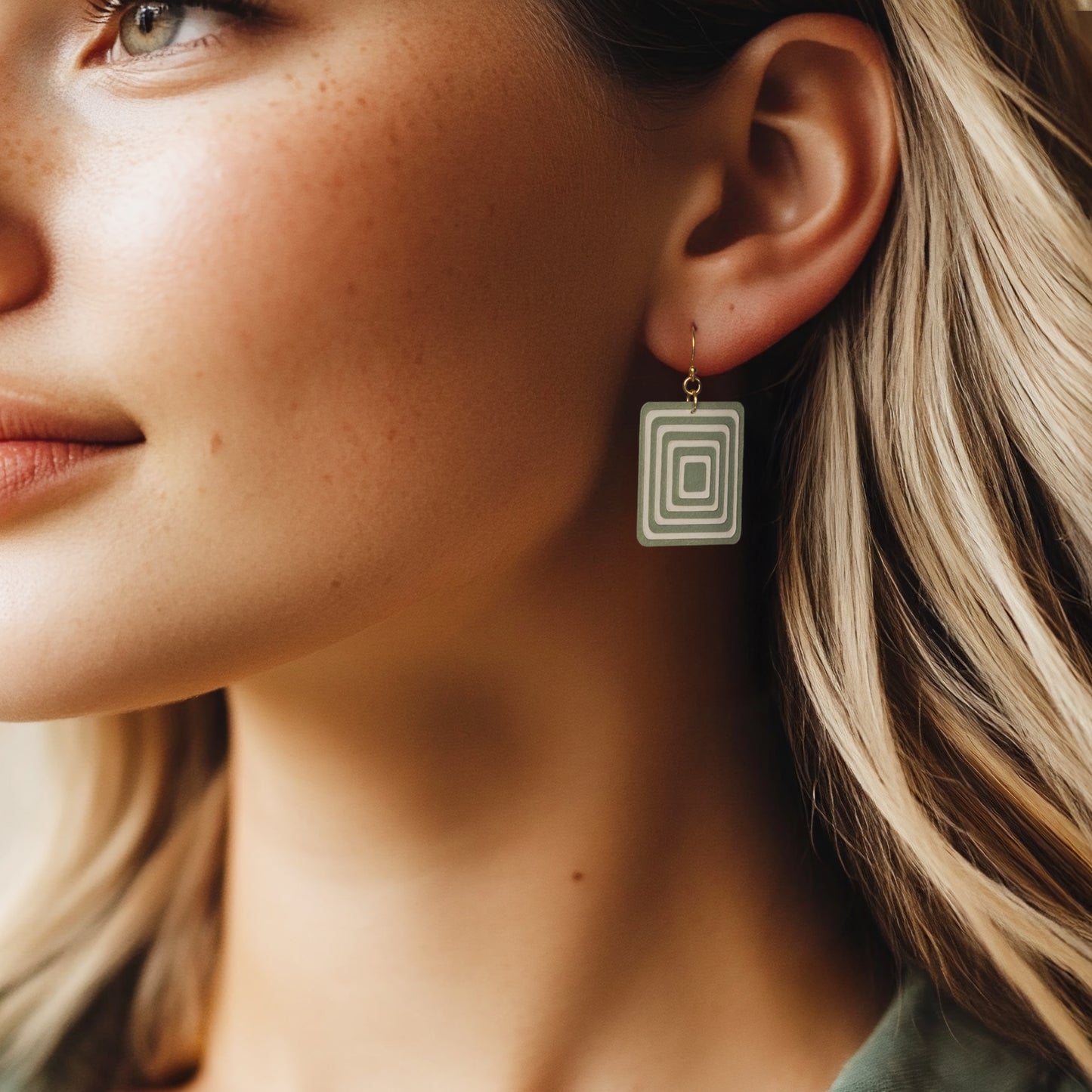 Green & Cream Rectangle Geometric Matching Set