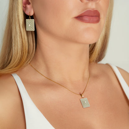 Cream & Green Rectangle Geometric Matching Set