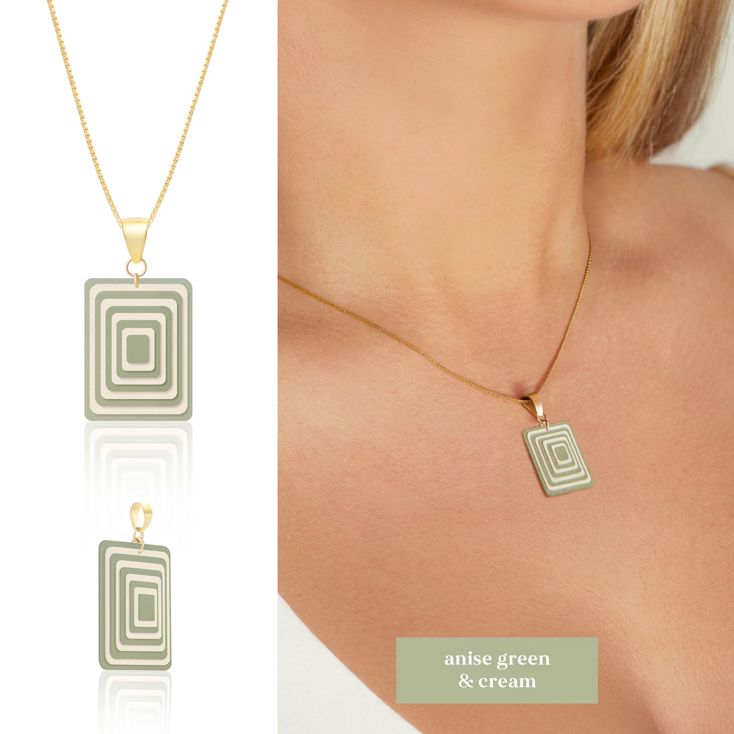 Rectangle Geometric Necklace | 3 Colours