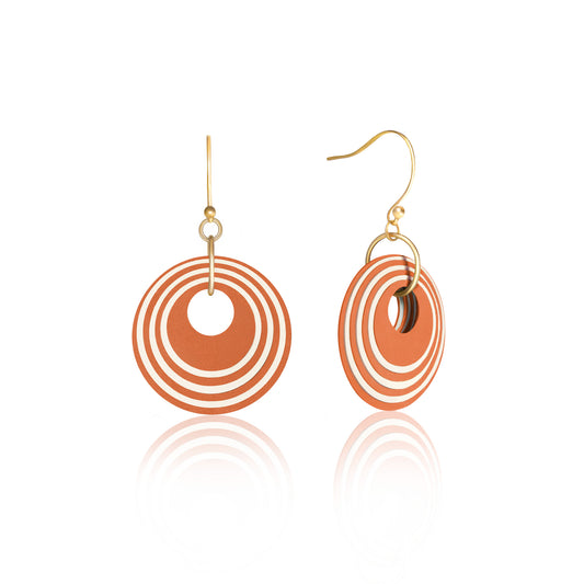 Terracotta & Cream Stripey Circular Earrings