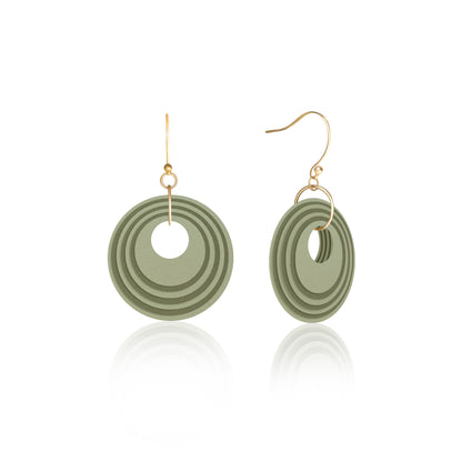 Olive & Khaki Stripey Circular Earrings