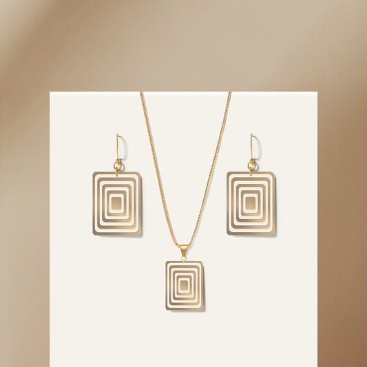 Pearlescent Taupe & Cream Rectangle Geometric Matching Set