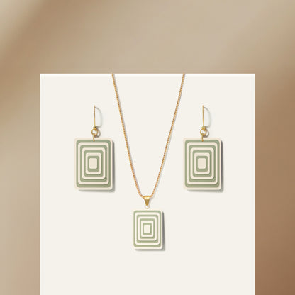 Cream & Green Rectangle Geometric Matching Set