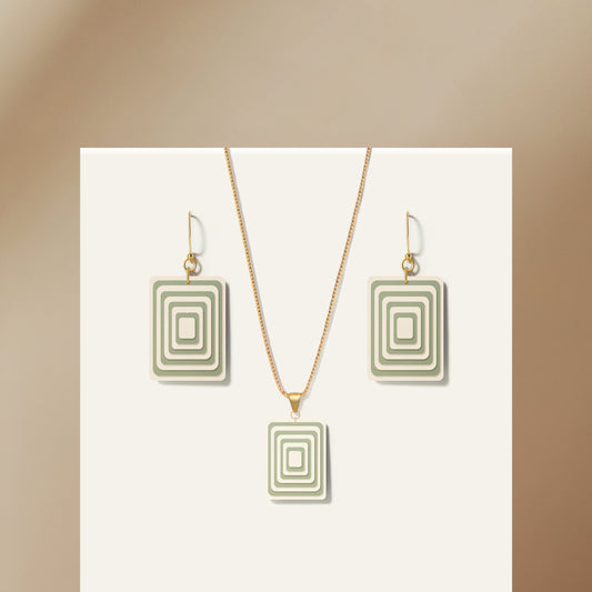 Cream & Green Rectangle Geometric Matching Set