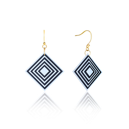 Blue & Navy Diamond Geometric Earrings