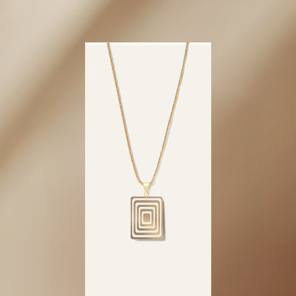 Pearlescent Taupe & Cream Rectangle Geometric Necklace